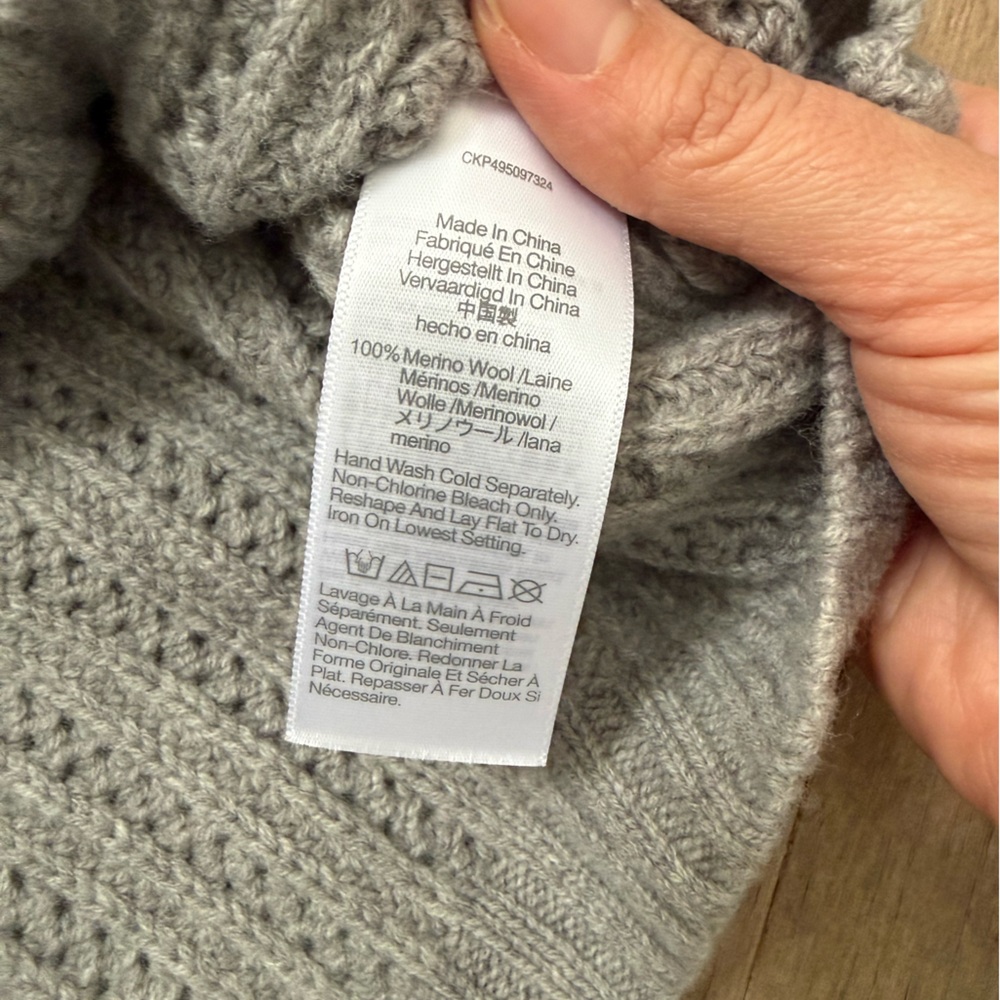 Madewell 100% Wool Mock Neck Sweater – Boxy Fit, Gray, Size L - Picture 3 of 7